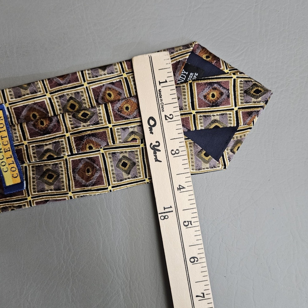 Cocktail Collection Silk Tie Necktie Brandy Geometric 100% Silk‎ Made in USA - Picture 5 of 5